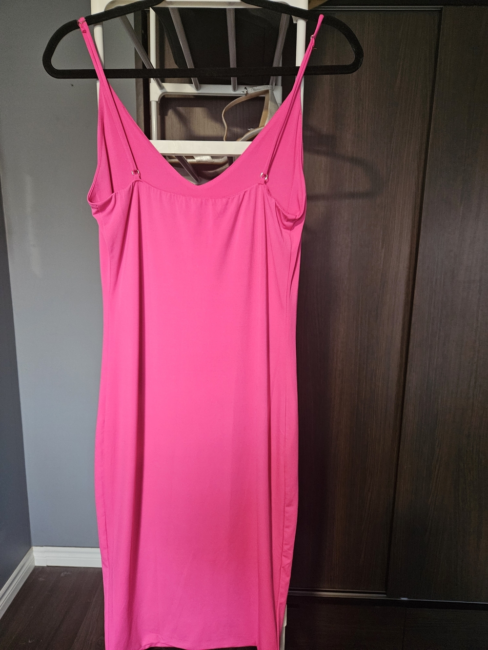 Hot Pink Slip Dress with Spaghetti Straps - Picture 4 of 5